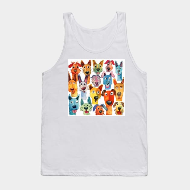 Pastel Dog Gathering Tank Top by Liana Campbell